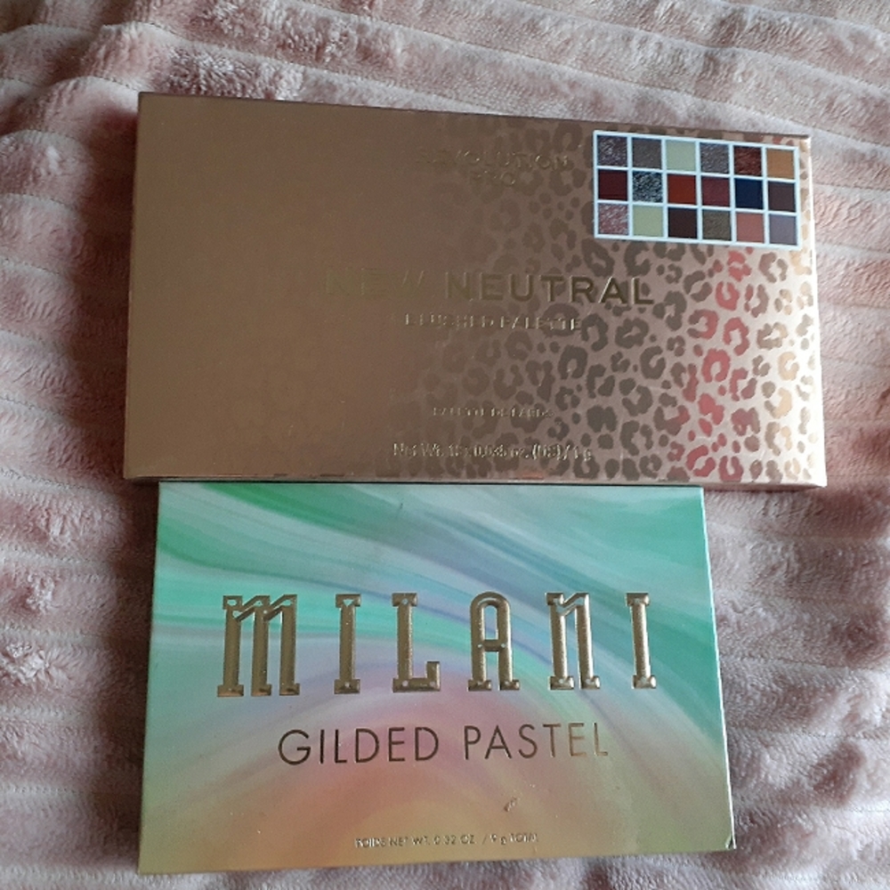 Revolution Pro New Neutral blushed and Milani Gilded Pastel palettes